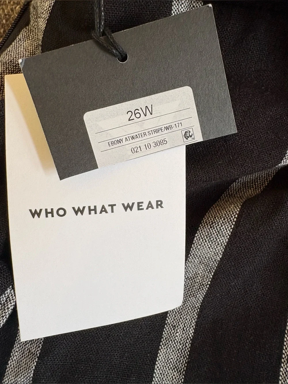 NWT Who What Wear Black and Gray Vertical-Stripe Wide-Leg Jumpsuit - Picture 2 of 6